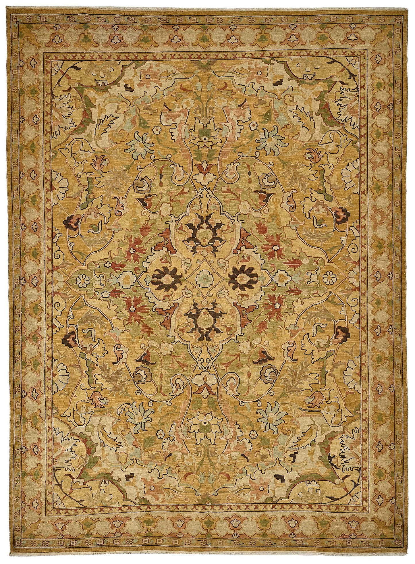 8x11 Yellow Floral Medallion Oushak Rug - 51644