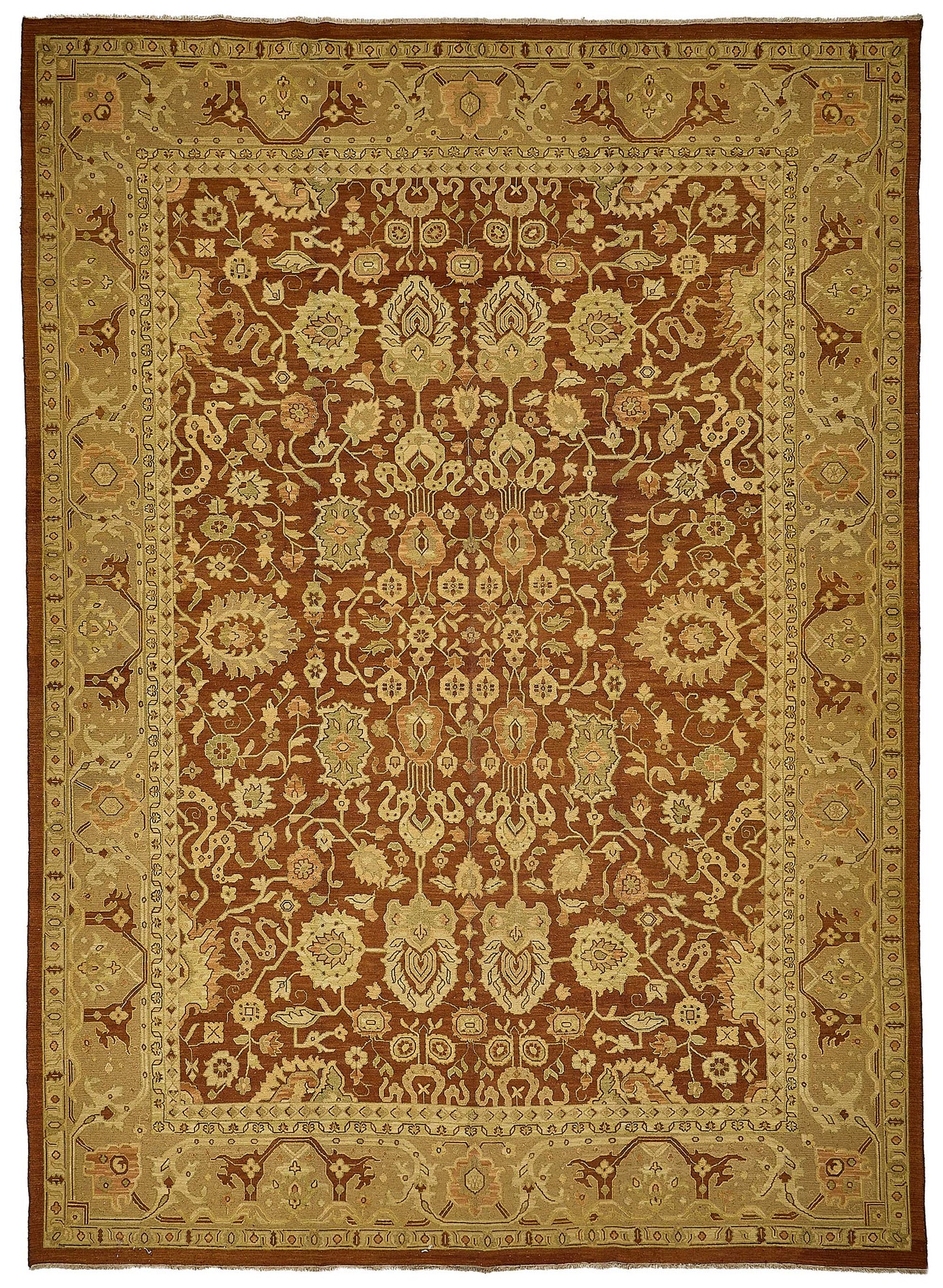 10x13 Red Traditional Floral Oushak Rug - 51645