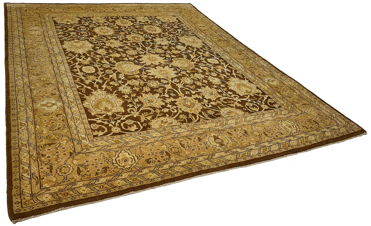 9x12 Beige Traditional Floral Oushak Rug - 51649
