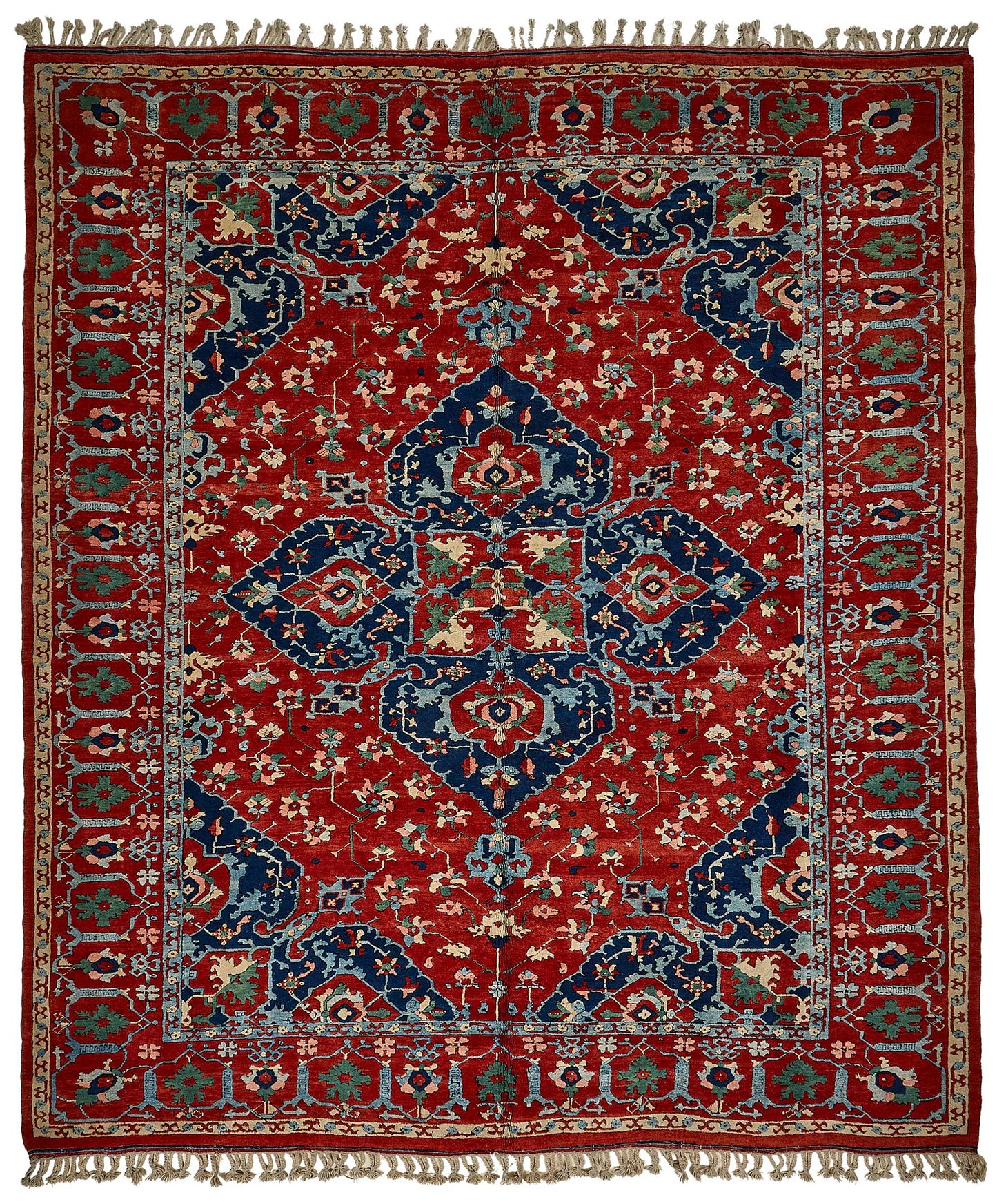 10x12 Red Traditional Floral Medallion Oushak Rug - 51650
