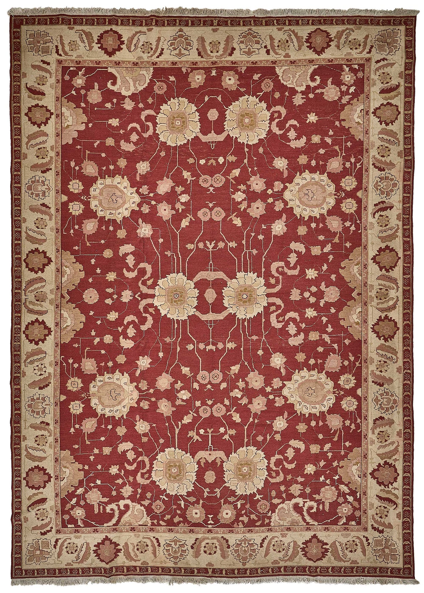 12x17 Red Handmade Floral Oushak Rug - 51654