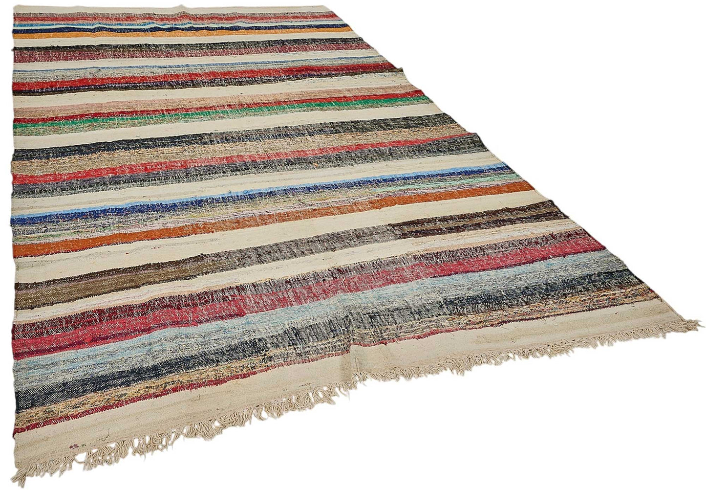 7x11 Handmade Vintage Chaput Kilim Rug - 51873