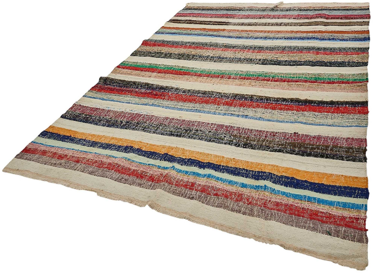 7x11 Handmade Vintage Chaput Kilim Rug - 51873