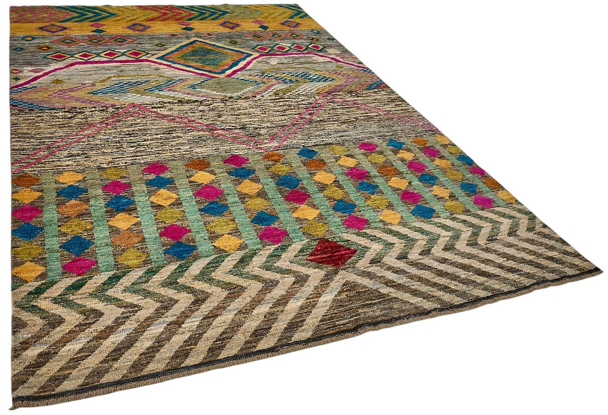 6x10 Multicolor Modern Tribal Rug - 51940