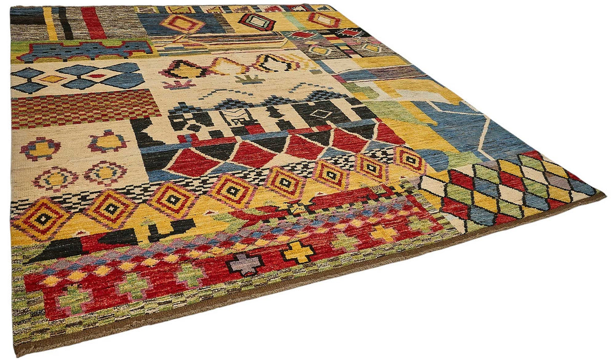 9x10 Multicolor Modern Tribal Rug - 51947
