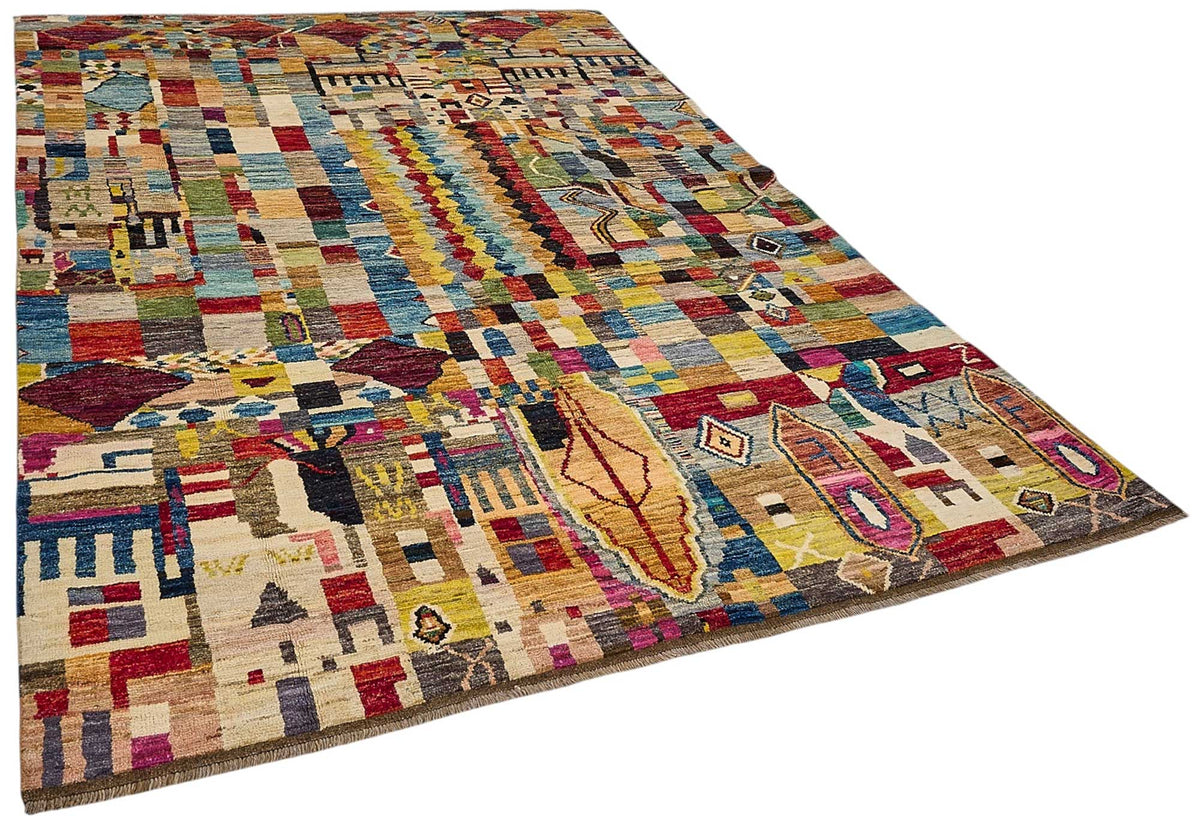 7x9 Multicolor Modern Tribal Rug - 51967