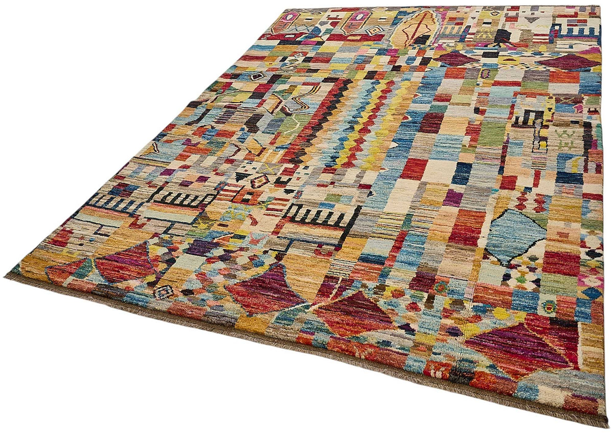 7x9 Multicolor Modern Tribal Rug - 51967