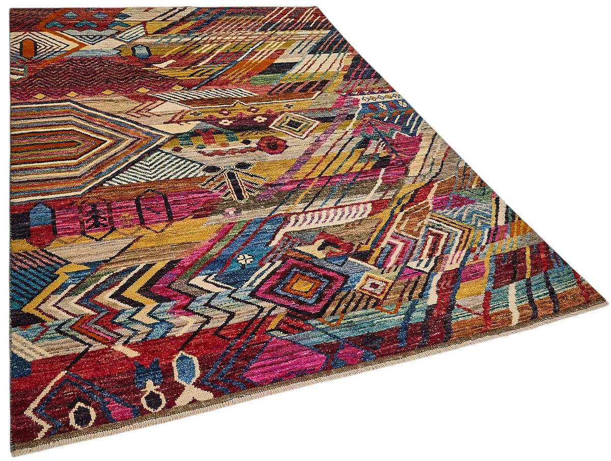 5x8 Multicolor Modern Tribal Rug - 51975