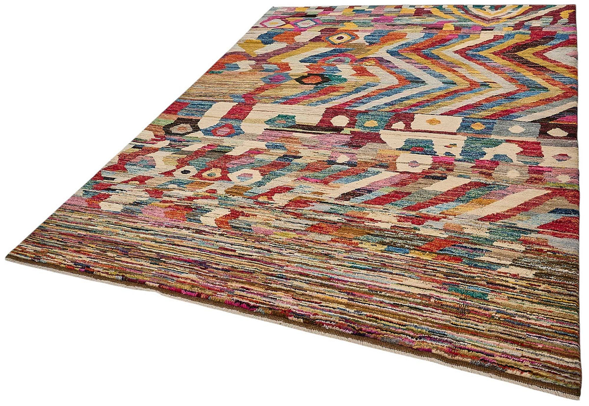 7x9 Multicolor Modern Tribal Rug - 51978