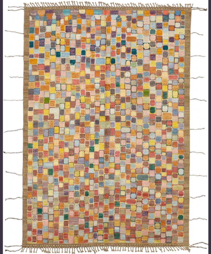 7x10 Unique Wool Kilim Rug – Multicolor Tribal Flatweave, Bohemian Carpet