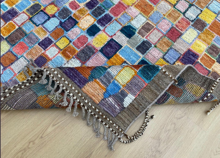 7x10 Unique Wool Kilim Rug – Multicolor Tribal Flatweave, Bohemian Carpet