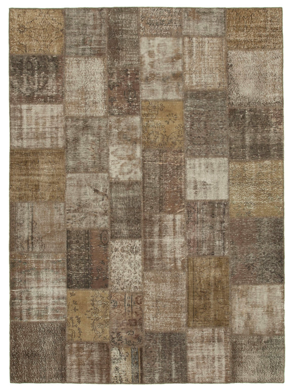 8x11 Brown Patchwork Rug- 12288