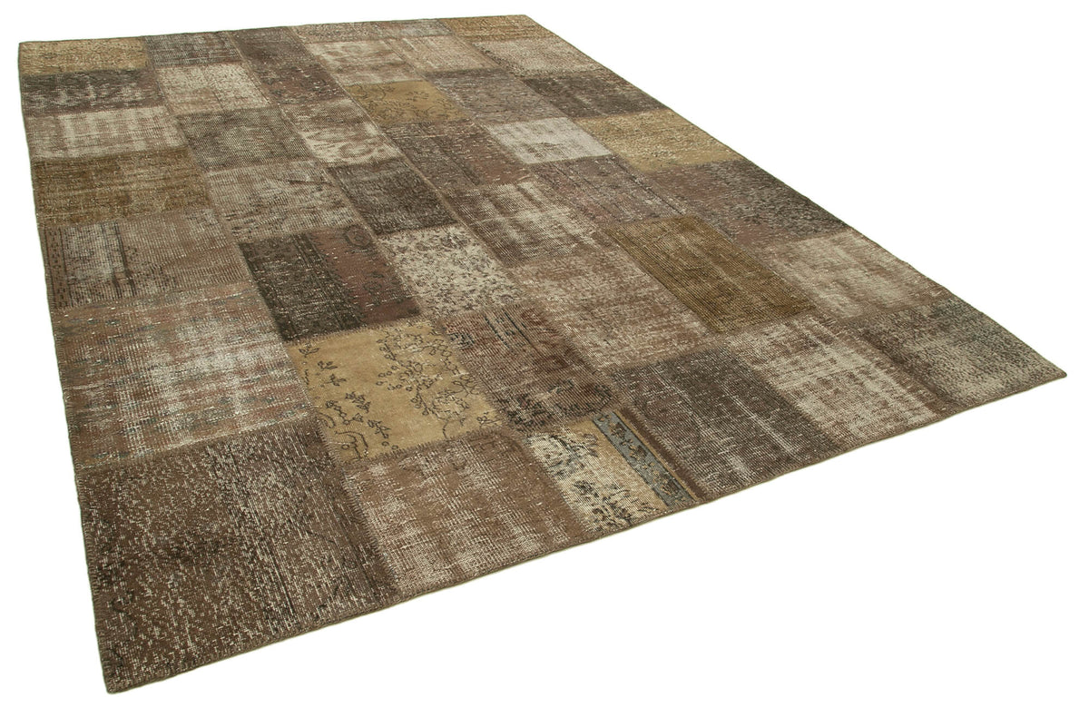 8x11 Brown Patchwork Rug- 12288