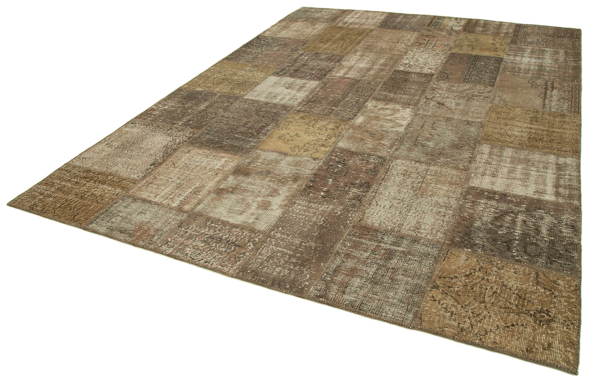 8x11 Brown Patchwork Rug- 12288
