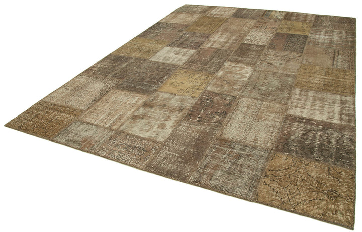 8x11 Brown Patchwork Rug- 12288