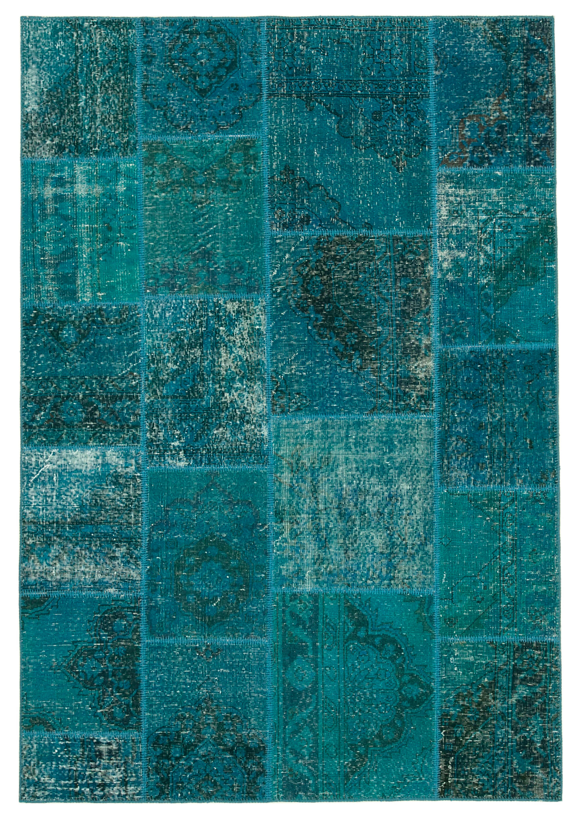 5x8 Turquoise Patchwork Rug - 20157