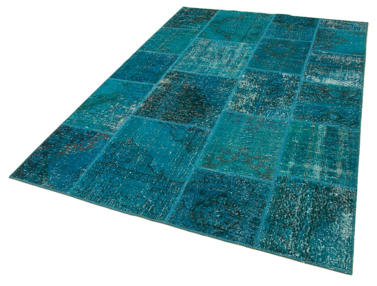 5x8 Turquoise Patchwork Rug - 20157