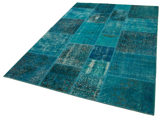 6x8 Turquoise Patchwork Rug - 20253