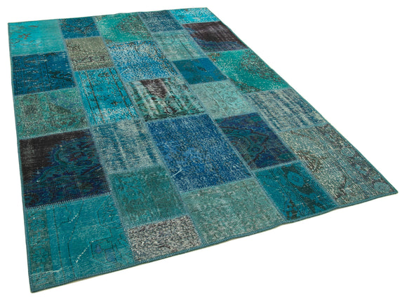 6x8 Turquoise Patchwork Rug - 20915