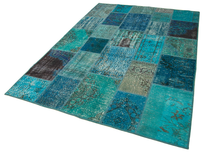 6x8 Turquoise Patchwork Rug - 20915