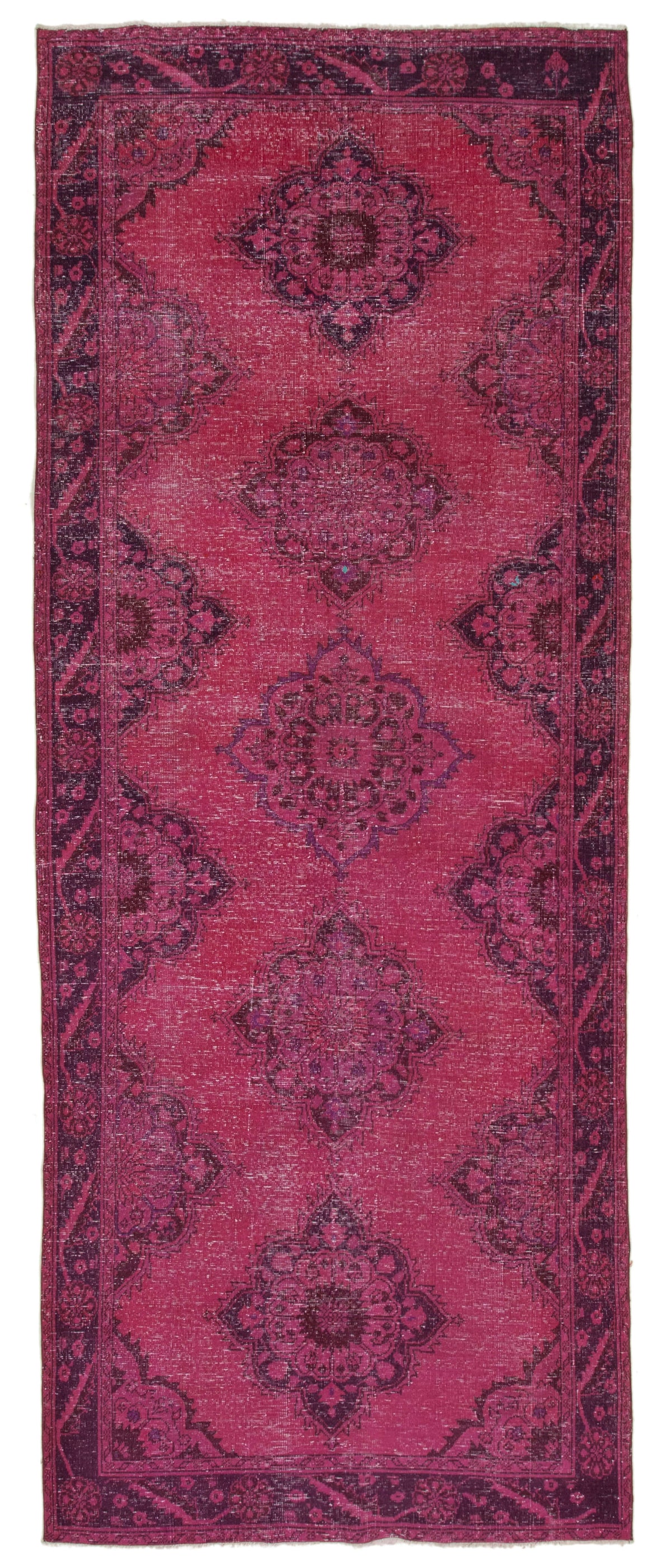5x11 Fuchsia Turkish Over Dyed Runner Rug - 21712