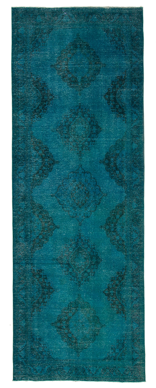 5x13 Turquoise Turkish Over Dyed Runner Rug - 21730