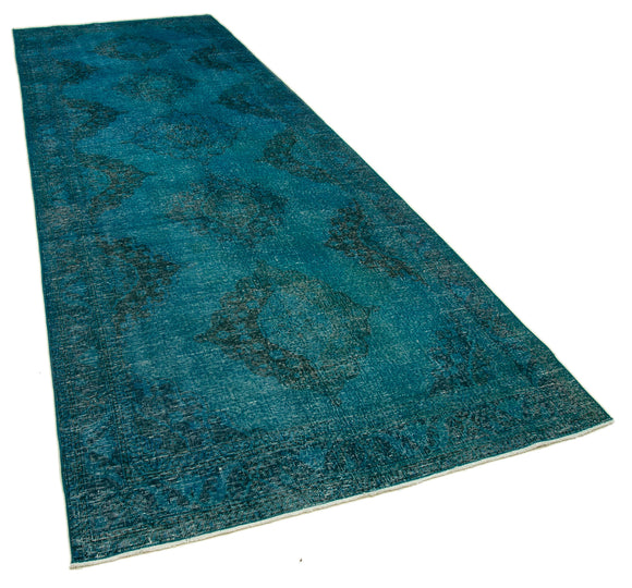 5x13 Turquoise Turkish Over Dyed Runner Rug - 21730