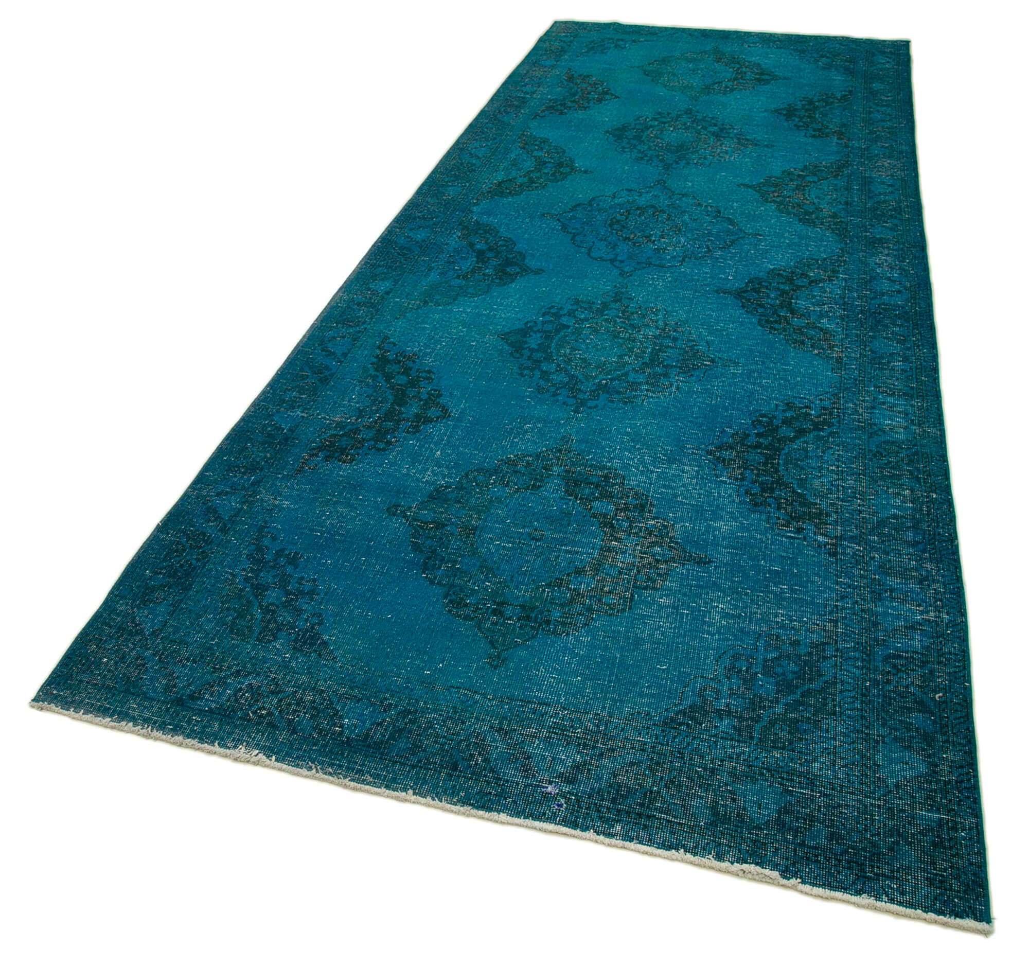 5x13 Turquoise Turkish Over Dyed Runner Rug - 21730