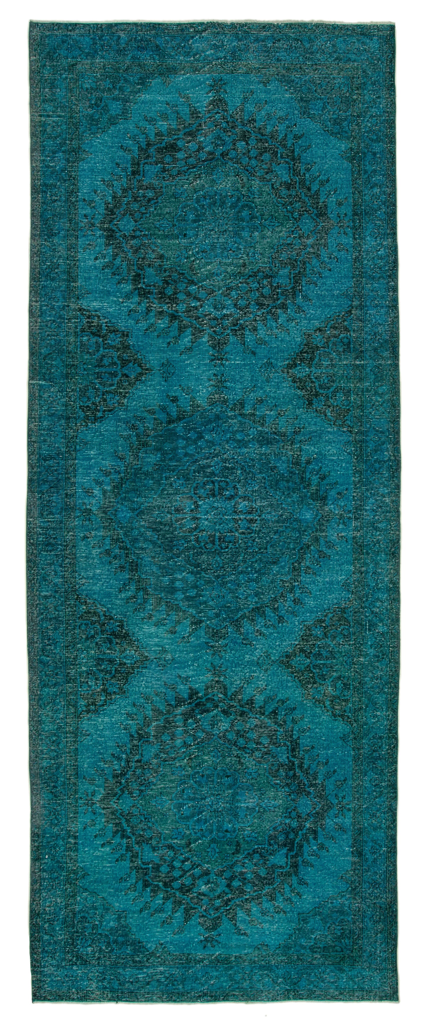 5x13 Turquoise Turkish Over Dyed Runner Rug - 21732
