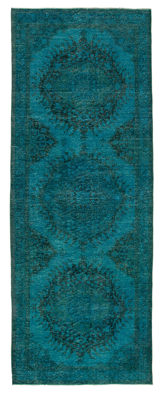 5x13 Turquoise Turkish Over Dyed Runner Rug - 21732