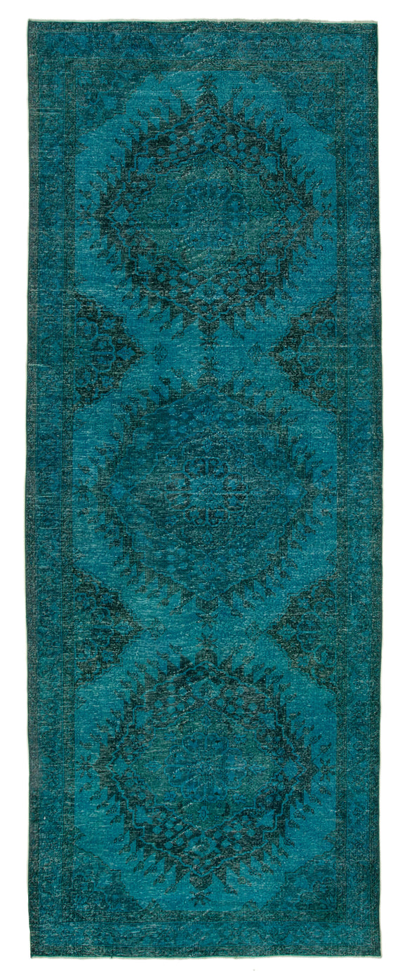 5x13 Turquoise Turkish Over Dyed Runner Rug - 21732