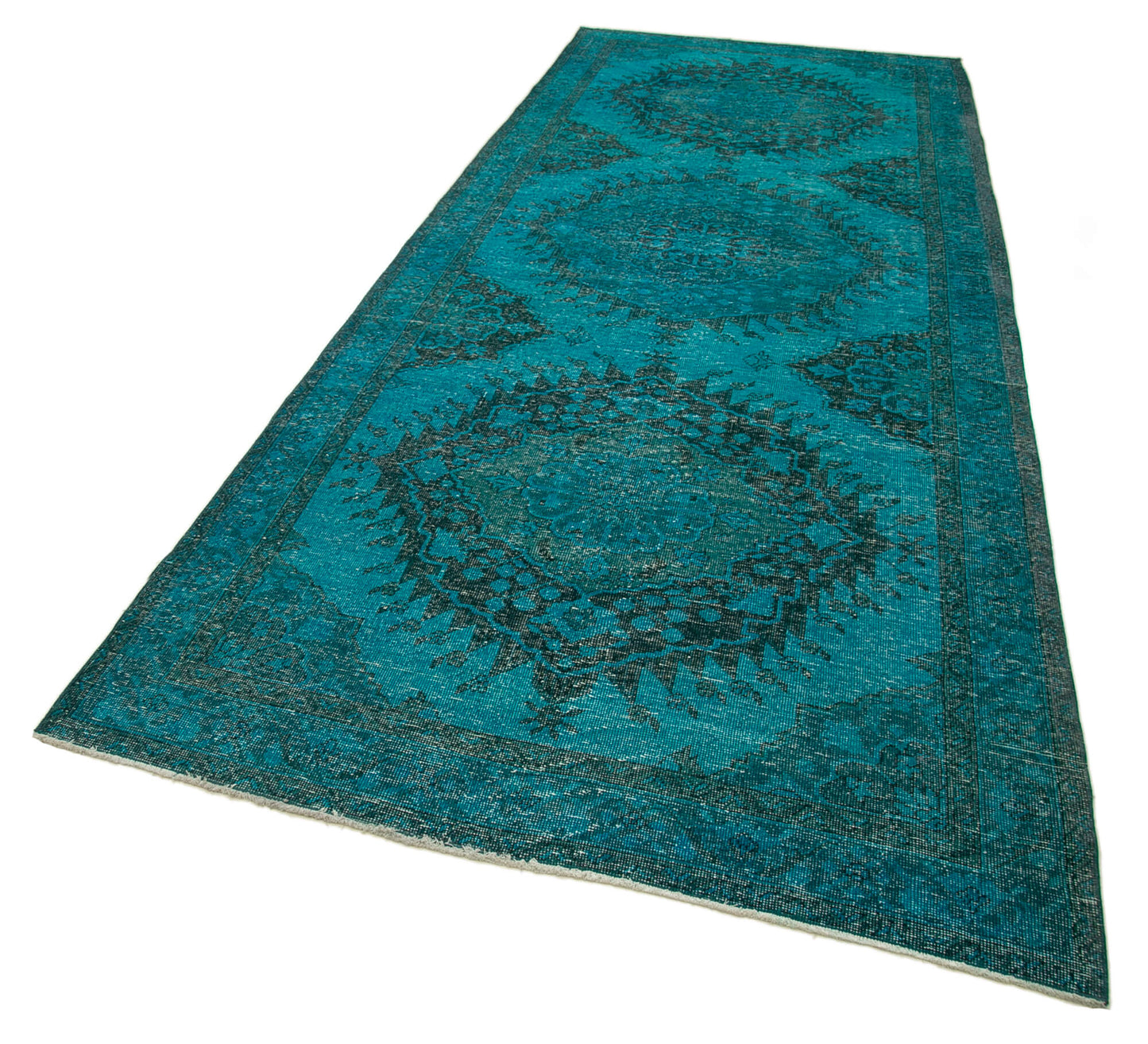 5x13 Turquoise Turkish Over Dyed Runner Rug - 21732