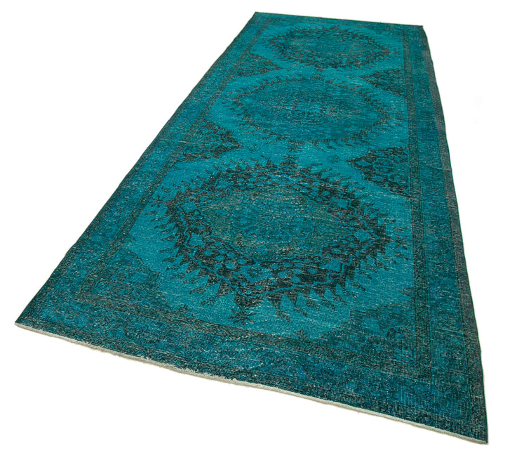 5x13 Turquoise Turkish Over Dyed Runner Rug - 21732