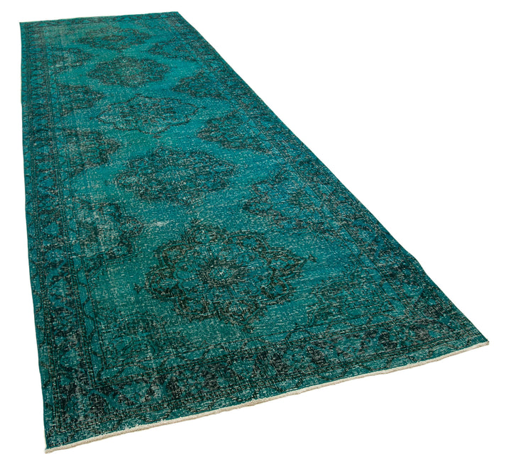 5x13 Turquoise Turkish Over Dyed Runner Rug - 21739