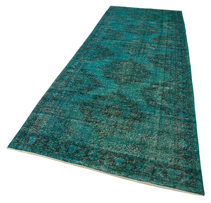 5x13 Turquoise Turkish Over Dyed Runner Rug - 21739