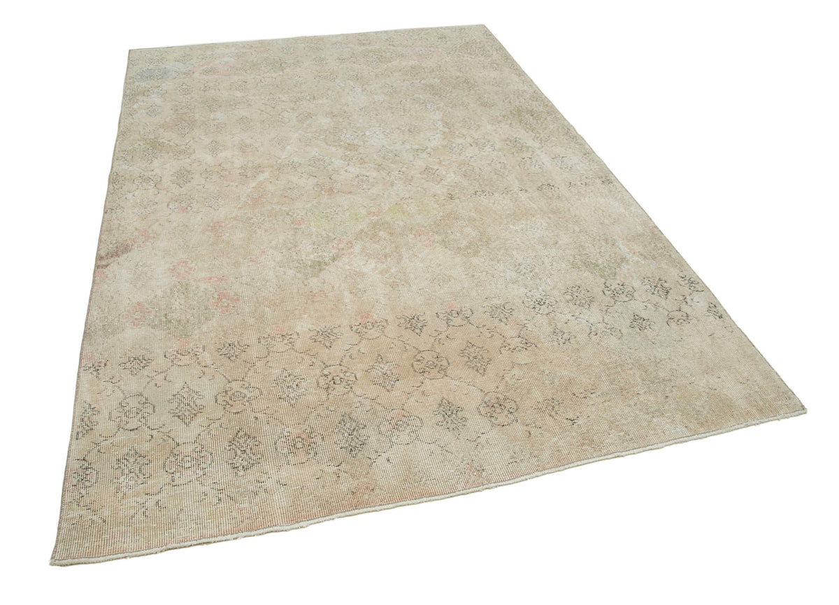 6x8 Beige Vintage Turkish Rug - 21807