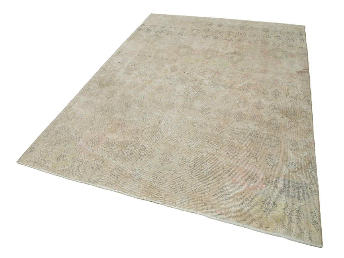 6x8 Beige Vintage Turkish Rug - 21807