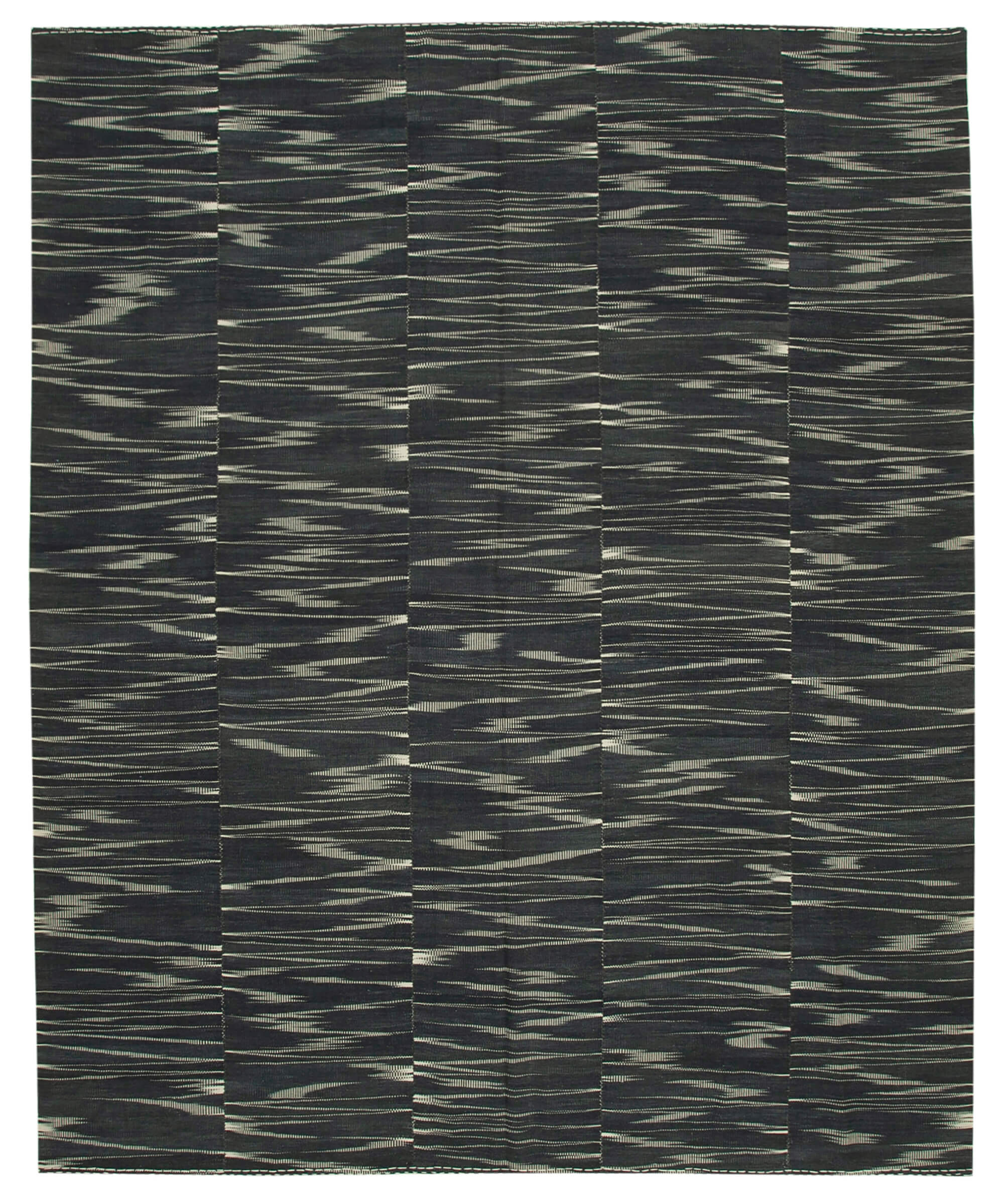11x13 Black Contemporary Kilim Rug - 21887