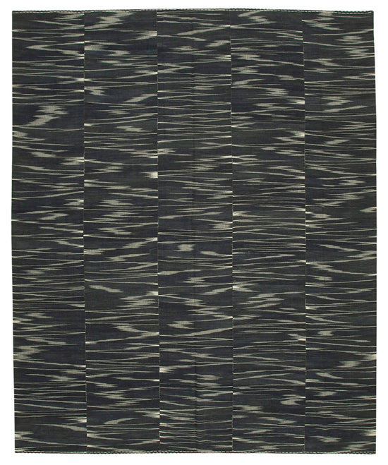 11x13 Black Contemporary Kilim Rug - 21887