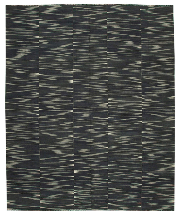 11x13 Black Contemporary Kilim Rug - 21887