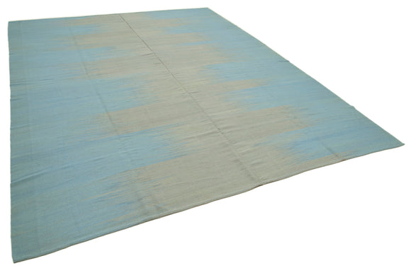 12x15 Blue Contemporary Kilim Rug - 21897