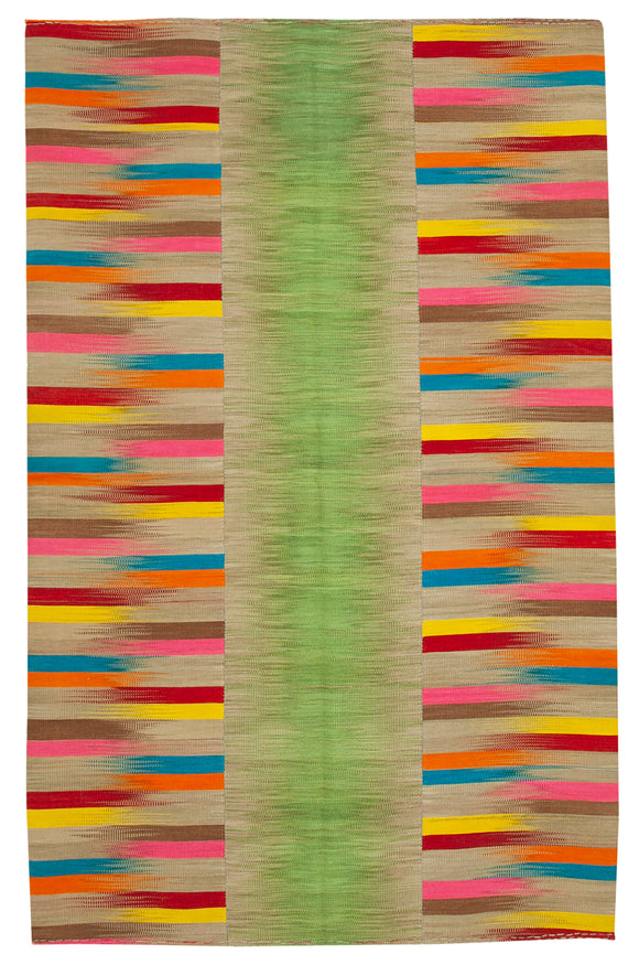 7x11 Multicolor Contemporary Kilim Rug - 21932