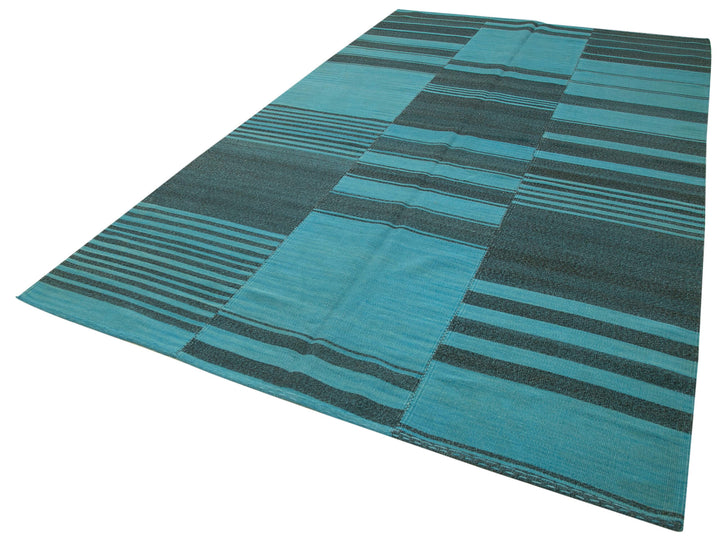 7x12 Turquoise Contemporary Kilim Rug - 21934