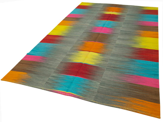 7x11 Multicolor Contemporary Kilim Rug - 21935