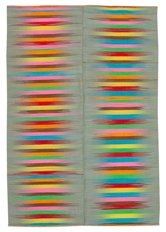 7x10 Multicolor Contemporary Kilim Rug - 21938