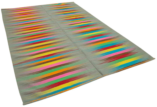 7x10 Multicolor Contemporary Kilim Rug - 21938