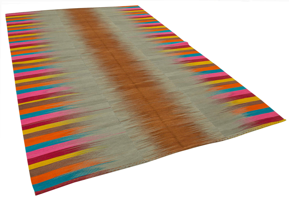 7x10 Multicolor Contemporary Kilim Rug - 21944