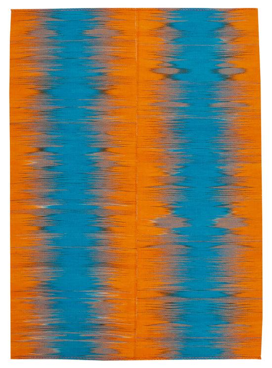 7x9 Orange Contemporary Kilim Rug - 21947