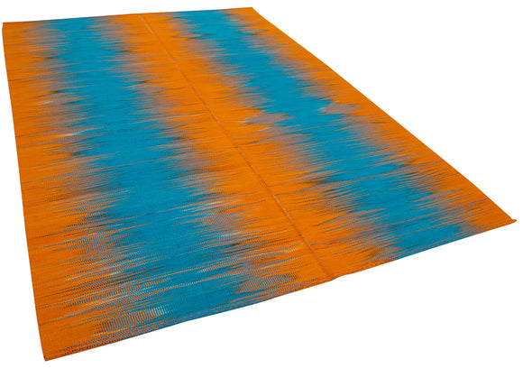 7x9 Orange Contemporary Kilim Rug - 21947