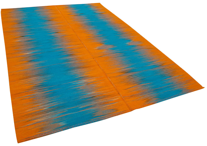 7x9 Orange Contemporary Kilim Rug - 21947